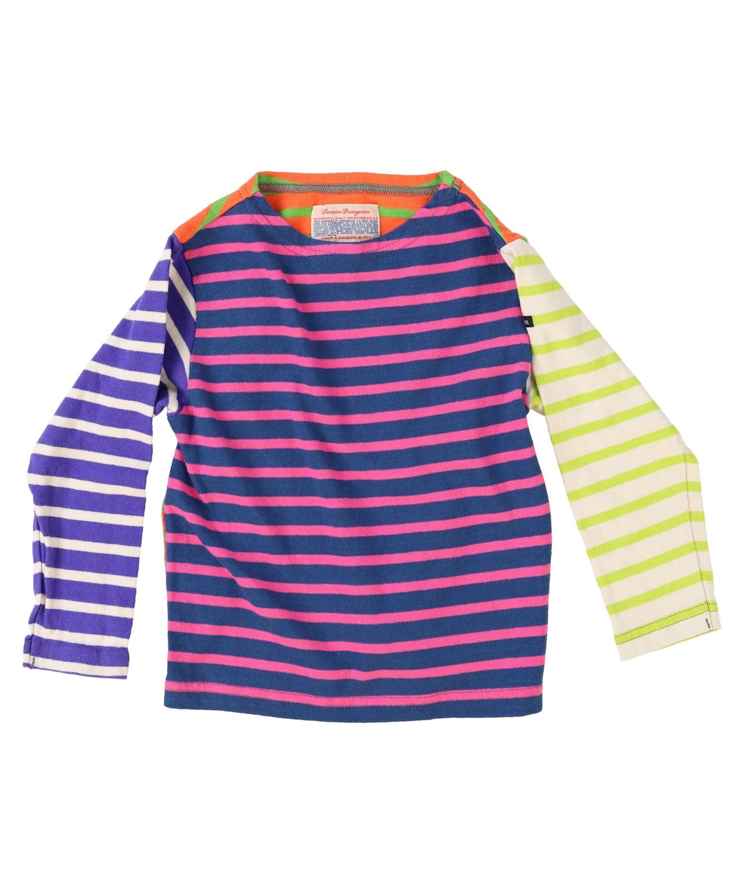 Denim Dungaree Striped Cotton Jersey Boatneck TEE