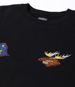 Suka Crew Sweatshirt Embroidered “ALASKA” - Black