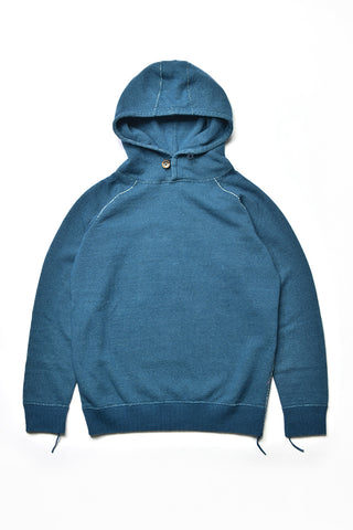 Slub yarn hoodie- greencast indigo