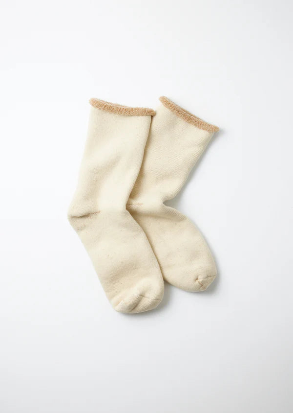 ROTOTO DOUBLE FACE COZY SLEEPING SOCKS "EXTRA FINE MERINO" - IVORY/BEIGE