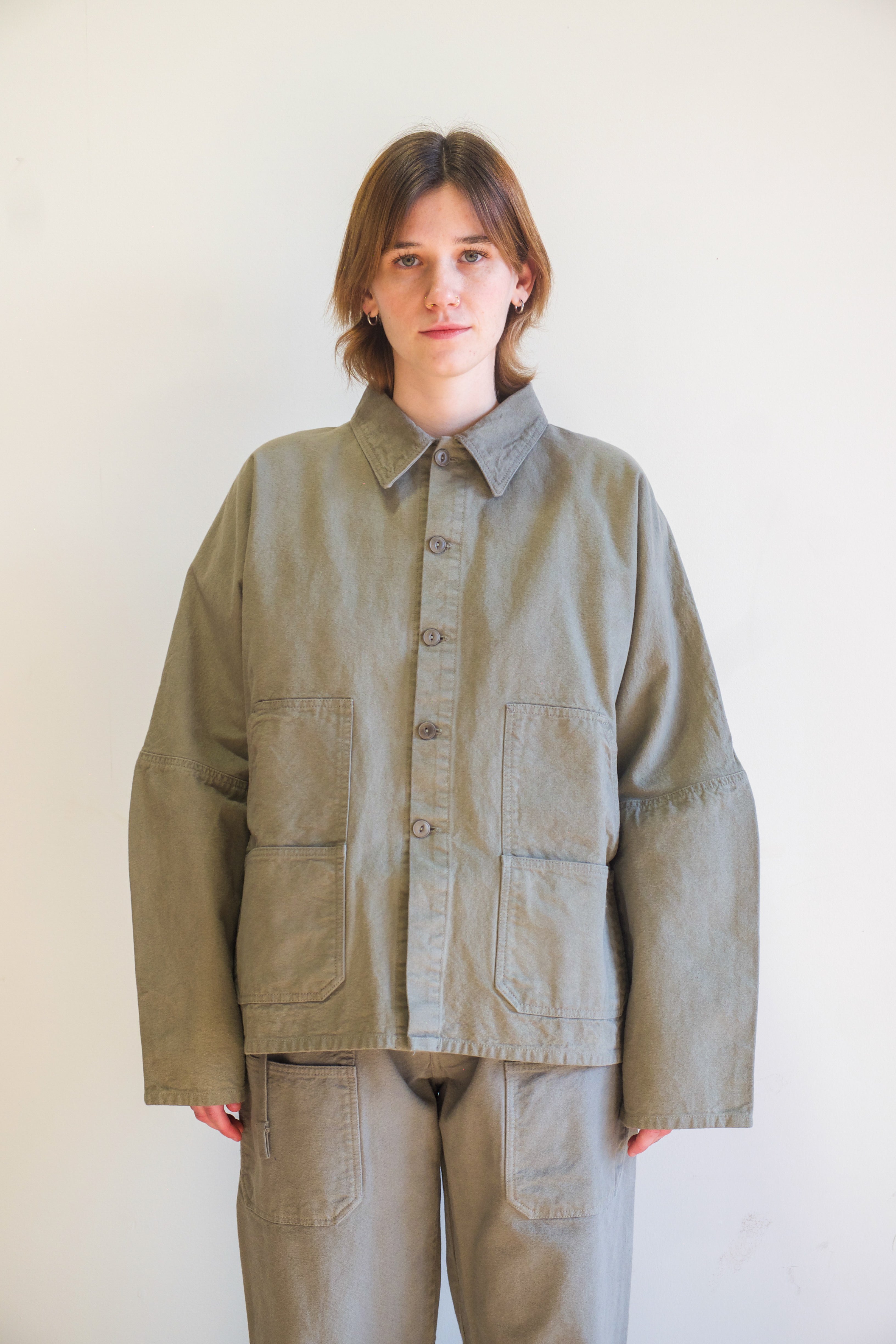 4-Pocket Terrace Jacket in Pomegranate Green 10oz Organic Cotton Canvas