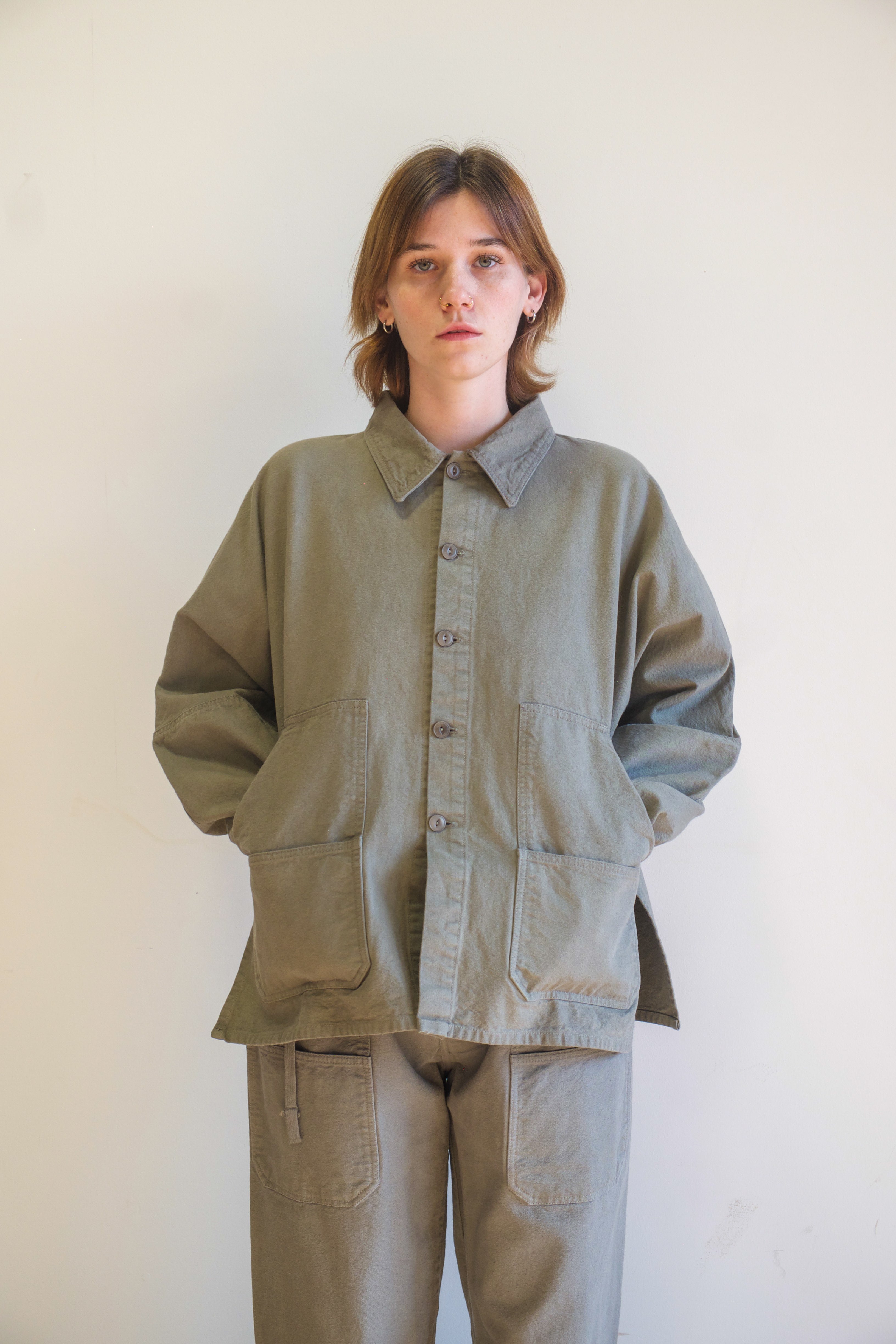 4-Pocket Terrace Jacket in Pomegranate Green 10oz Organic Cotton Canvas