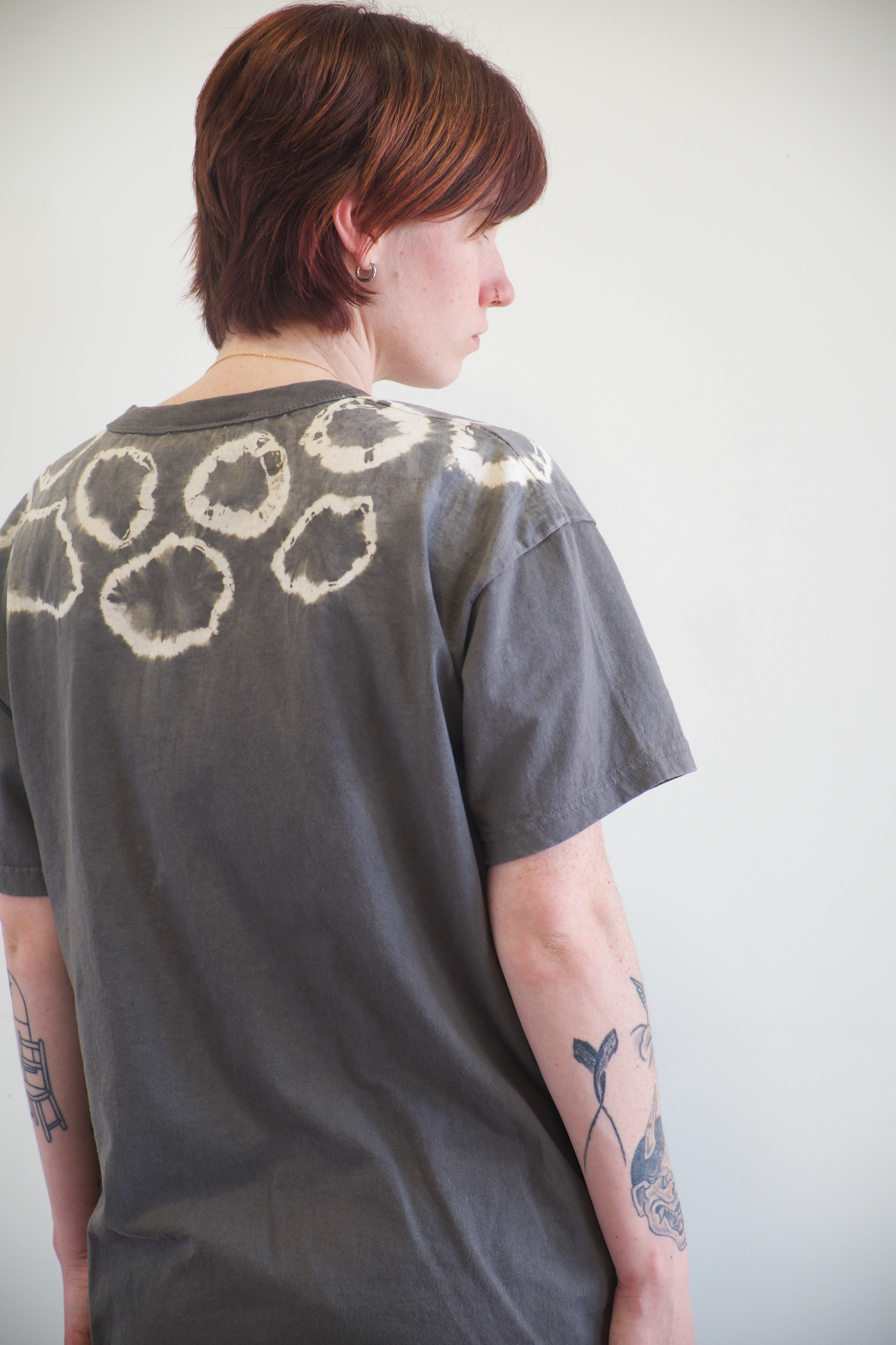 Classic Tee in Chestnut Faded Black Jellyfish Shibori 5.75oz Organic Cotton Jersey