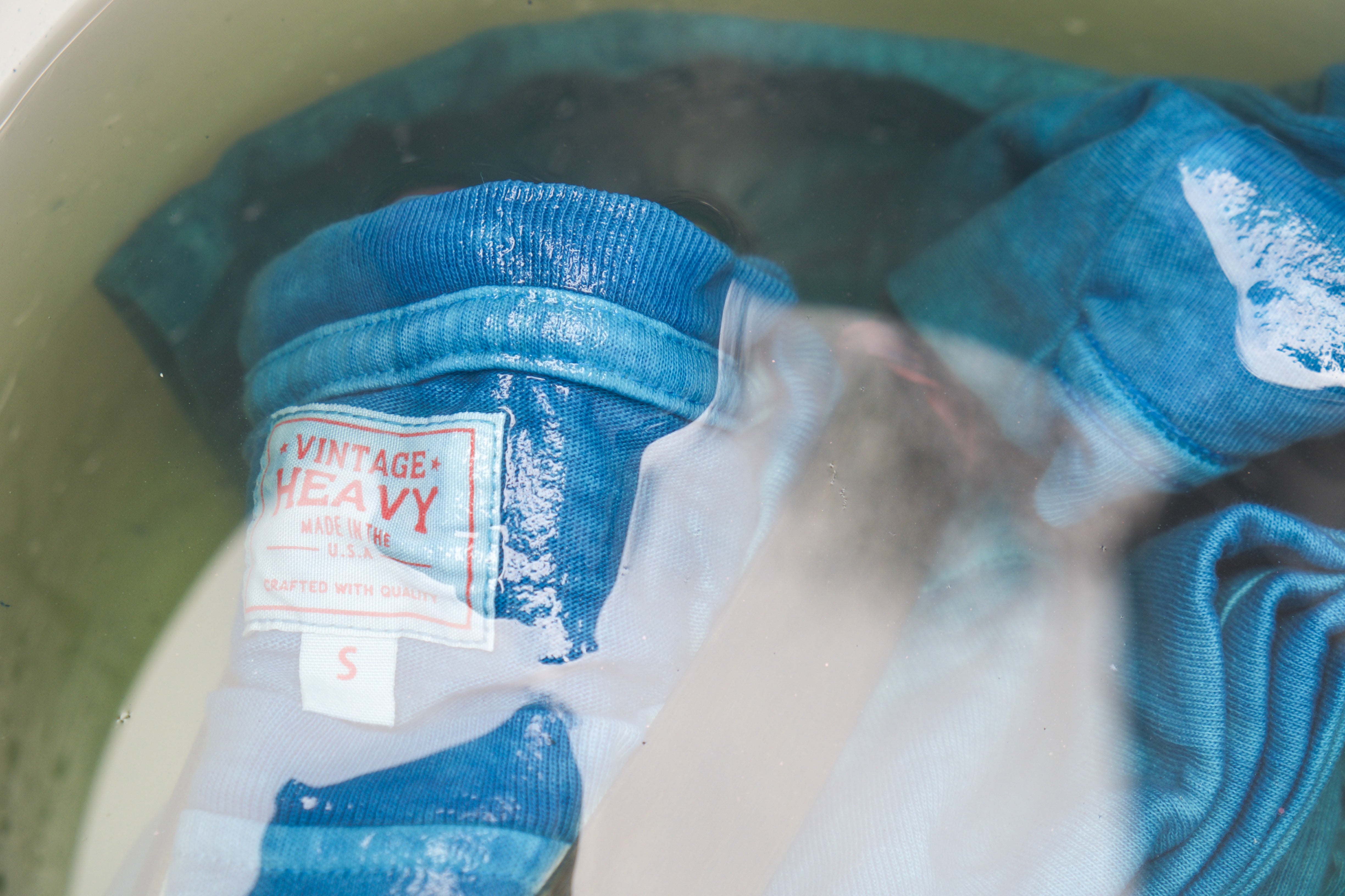 Vintage Heavy x ALL WE REMEMBER T-shirt in Light Natural Indigo Feather Shibori Cotton Jersey
