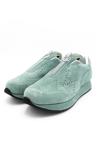 Suede zip-up sparrow sneaker - turquoise