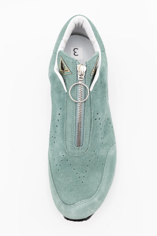 Suede zip-up sparrow sneaker - turquoise