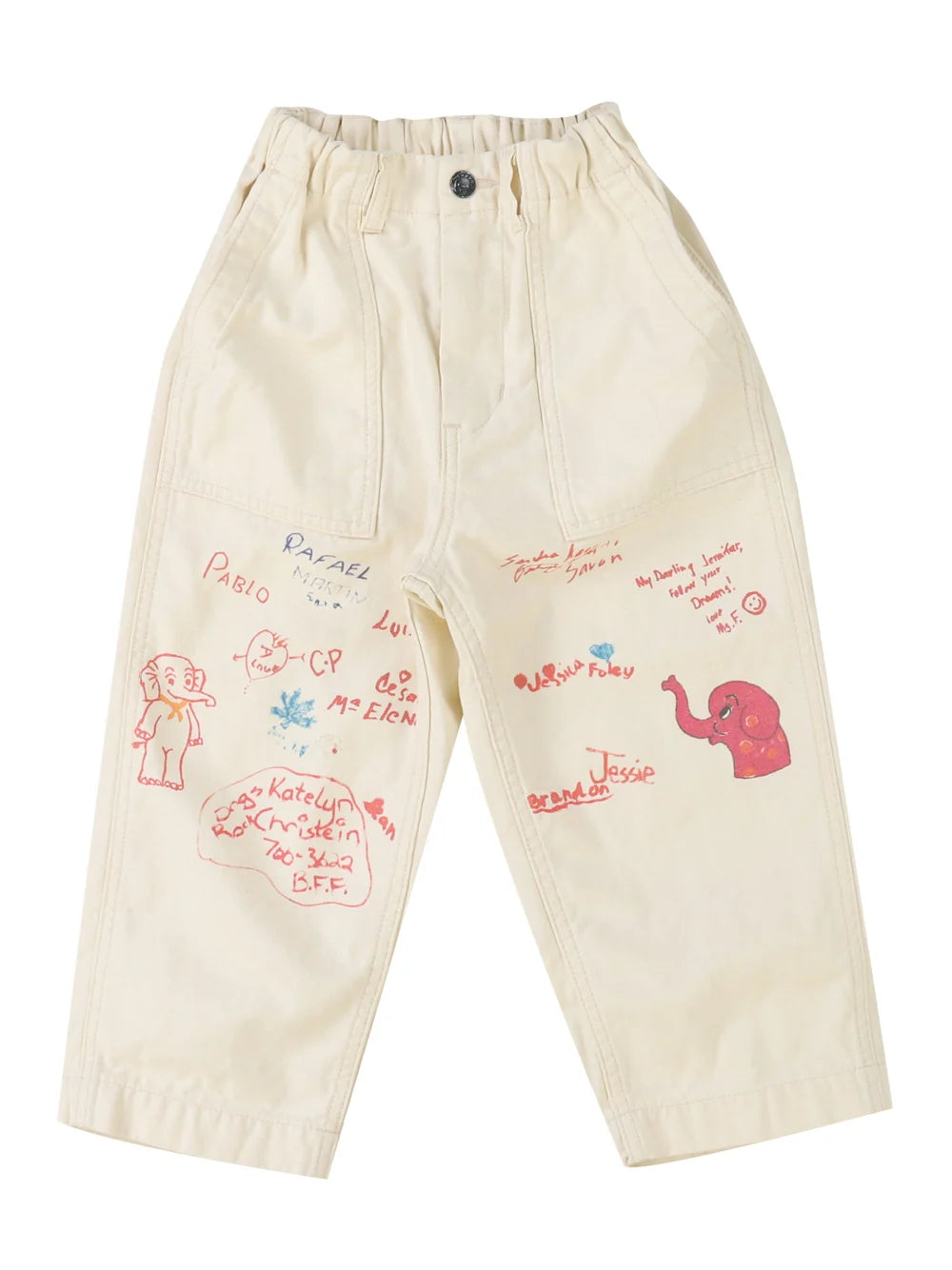Denim Dungaree Military Backsatin Scribble Pants