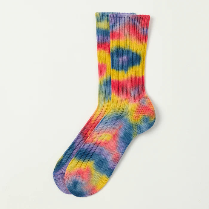 ROTOTO Chunky Ribbed Crew Socks "Tie Dye"