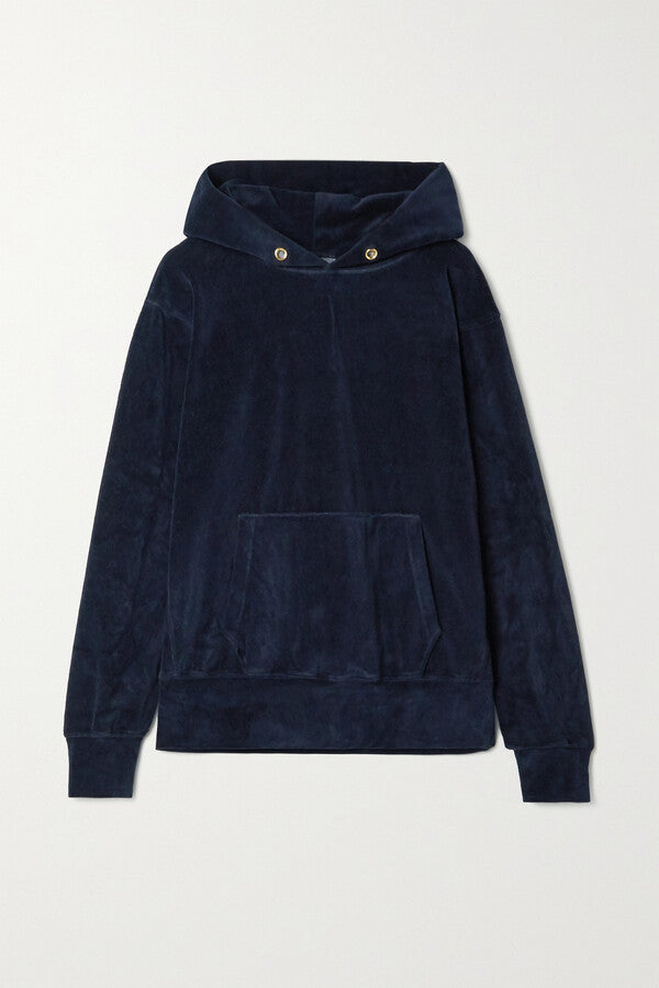 VELOUR HOODIE NAVY